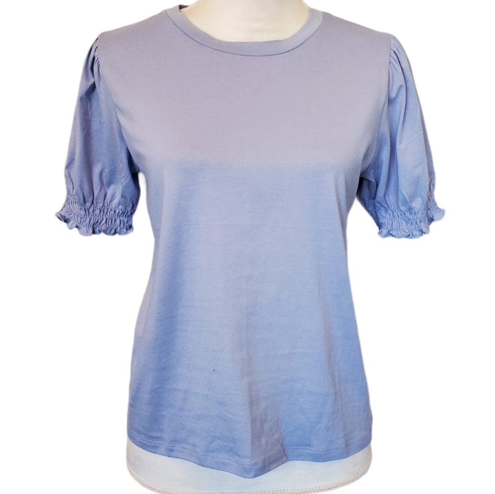 Forever 21 Blue/Purple Puff Sleeve Blouse